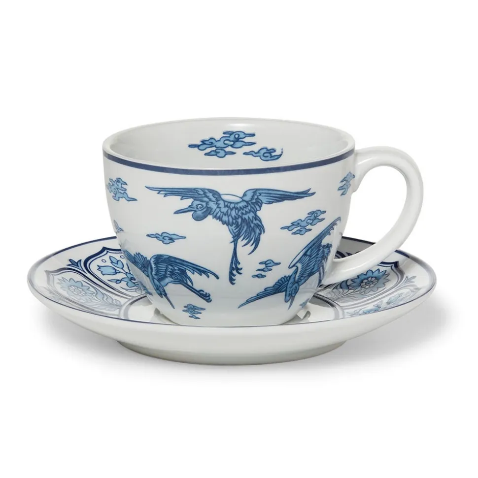 The Metropolitan Museum of Art Tableware*Blue & White Cranes Teacup And Saucer