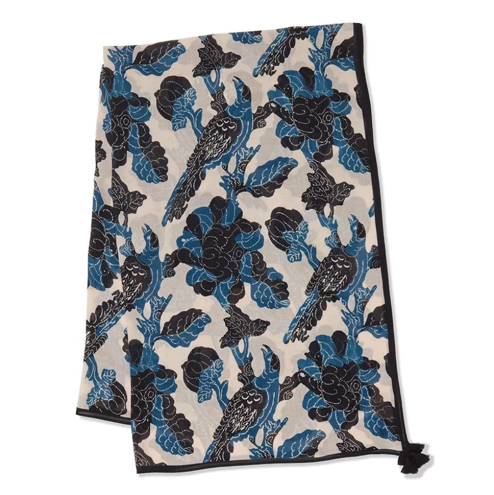 The Metropolitan Museum of Art Scarves & Wraps*Blue & White Stylized Birds Oversize Oblong Scarf