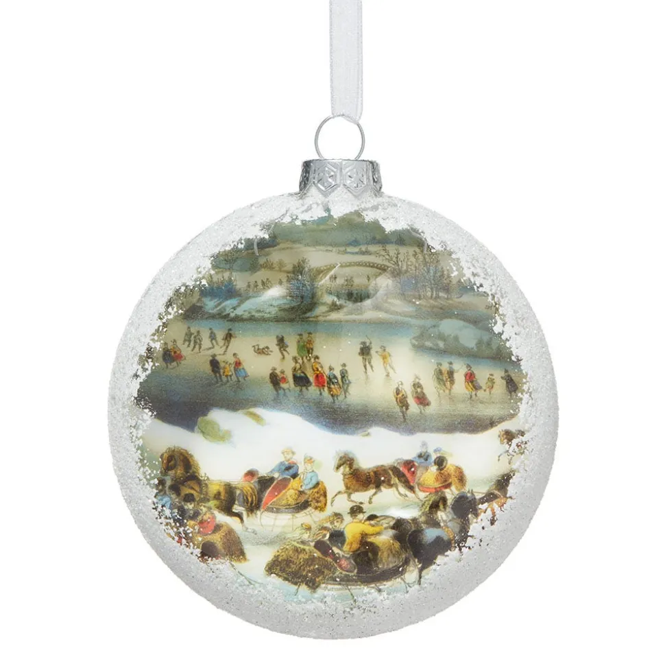 The Metropolitan Museum of Art Ornaments*Currier & Ives Central Park In Winter Glitter And Glass Disc Ornament