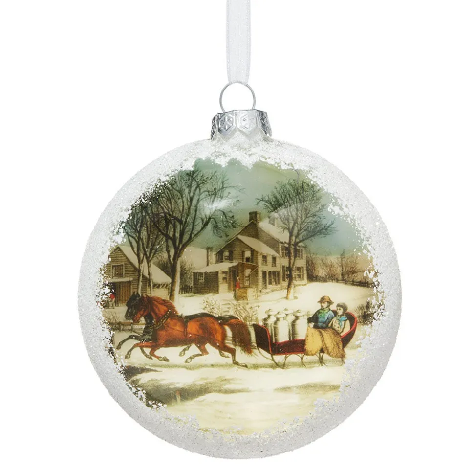 The Metropolitan Museum of Art Ornaments*Currier & Ives Winter Morning In The Country Glitter And Glass Disc Ornament