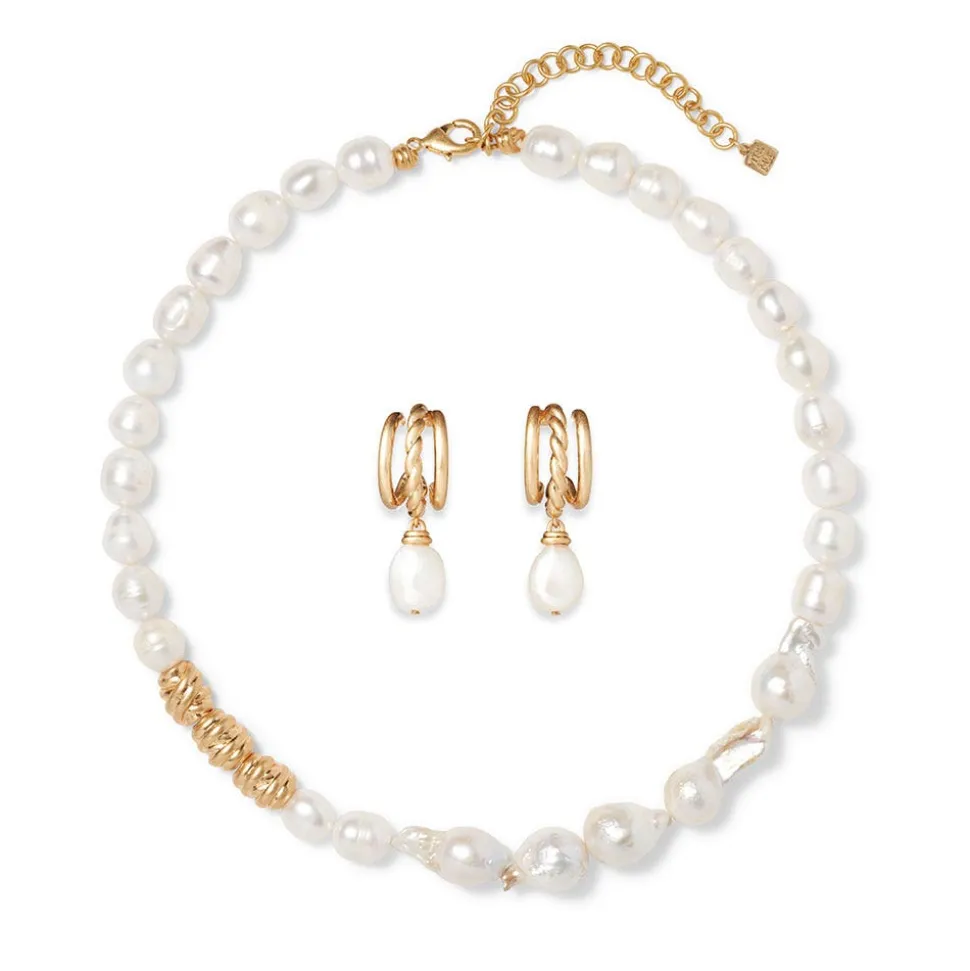 The Metropolitan Museum of Art Jewelry Sets*Cypriot Twist Pearl Necklace And Triple-Hoop Earrings Set