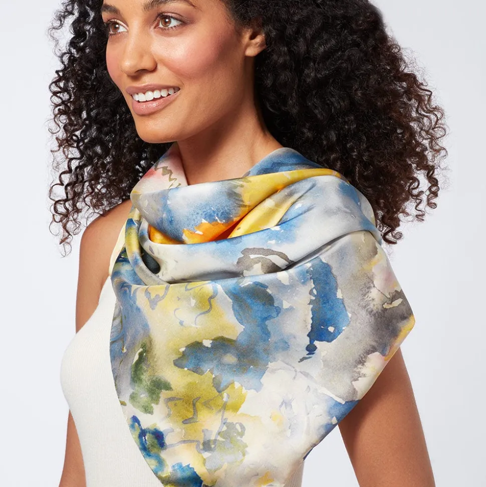 The Metropolitan Museum of Art Scarves & Wraps*Demuth Yellow And Blue Watercolor Square Silk Scarf