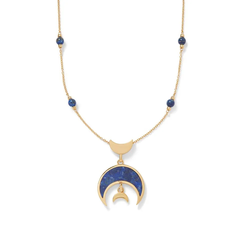 The Metropolitan Museum of Art Necklaces*Fatimid Lapis Crescent Long Beaded Chain Pendant Necklace