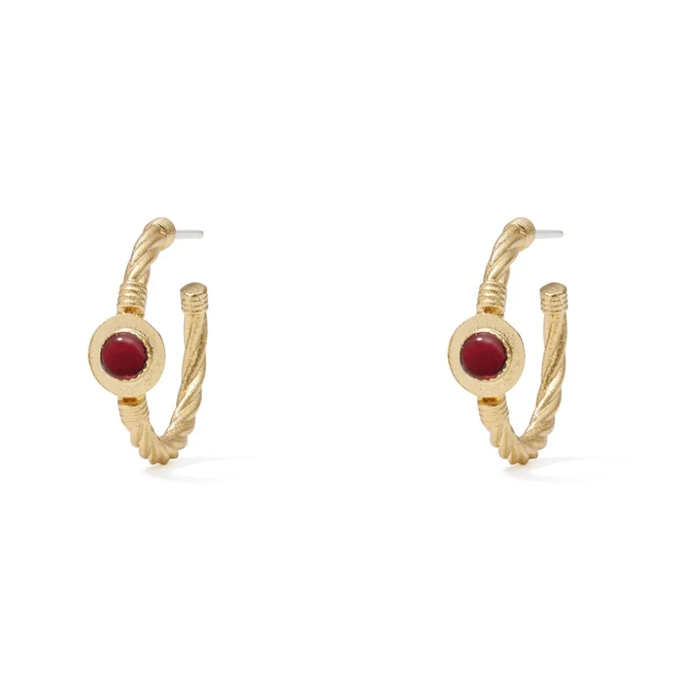 The Metropolitan Museum of Art Earrings*Garnet Cabochon Twisted Hoop Earrings