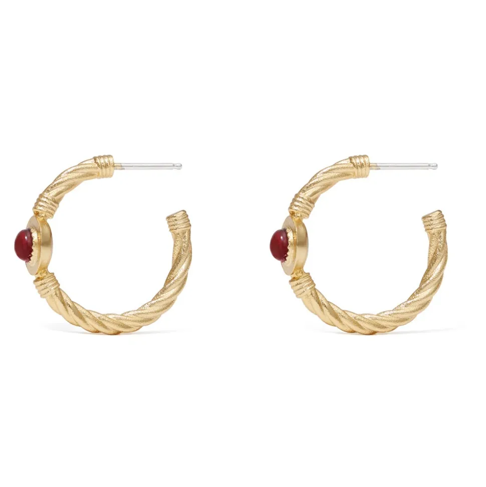 The Metropolitan Museum of Art Earrings*Garnet Cabochon Twisted Hoop Earrings