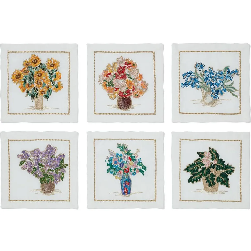 The Metropolitan Museum of Art Tableware*Kim Seybert Embroidered Bouquets Linen Cocktail Napkin Set