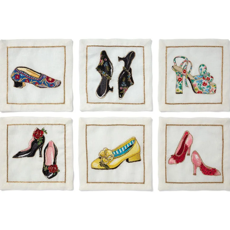 The Metropolitan Museum of Art Tableware*Kim Seybert Embroidered Shoes Linen Cocktail Napkin Set