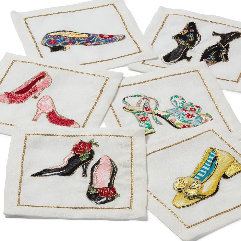 The Metropolitan Museum of Art Tableware*Kim Seybert Embroidered Shoes Linen Cocktail Napkin Set