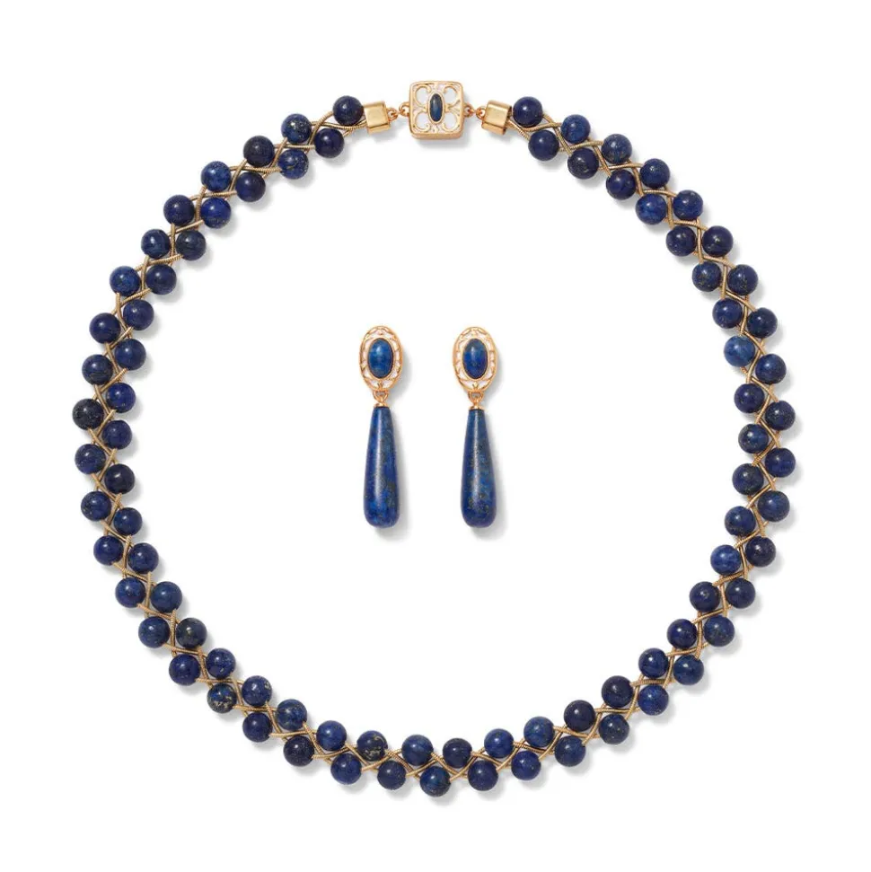 The Metropolitan Museum of Art Jewelry Sets*Spanish Baldric Lapis Braided Necklace And Elongated Drop Earrings Set