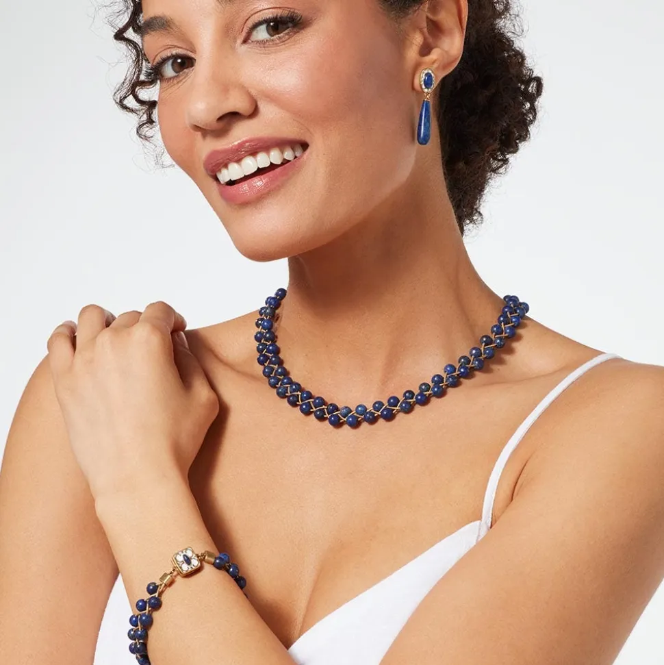The Metropolitan Museum of Art Jewelry Sets*Spanish Baldric Lapis Braided Necklace And Elongated Drop Earrings Set