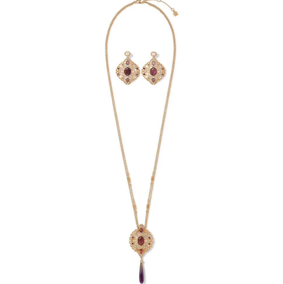 The Metropolitan Museum of Art Jewelry Sets*Turkish Amethyst Long Pendant Necklace And Statement Earrings Set