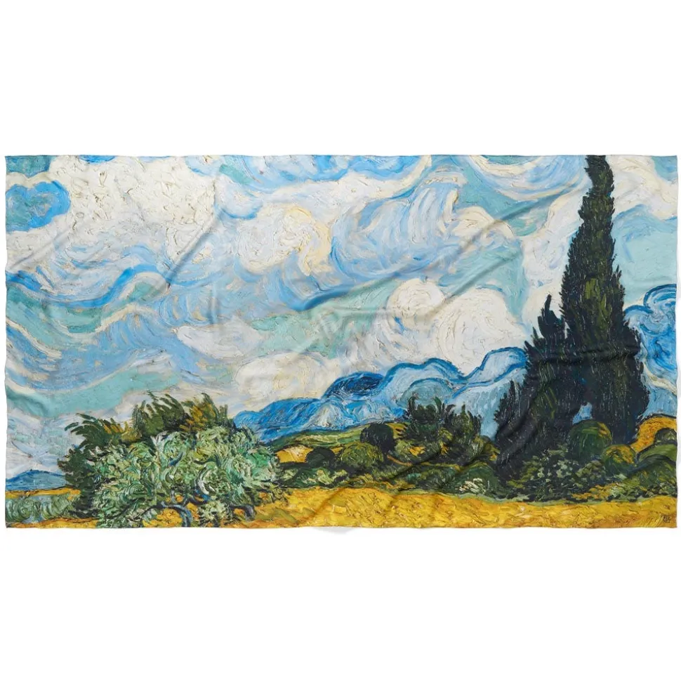 The Metropolitan Museum of Art Scarves & Wraps*Van Gogh Wheat Field With Cypresses Oversize Oblong Silk Scarf