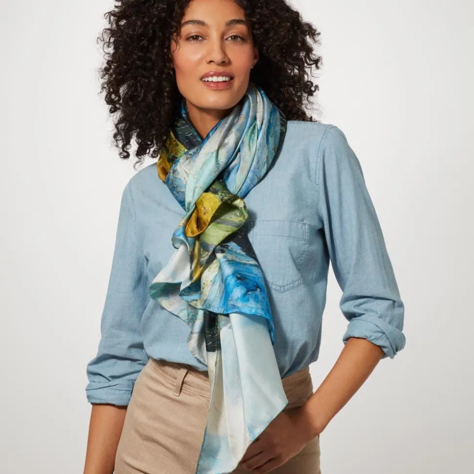 The Metropolitan Museum of Art Scarves & Wraps*Van Gogh Wheat Field With Cypresses Oversize Oblong Silk Scarf