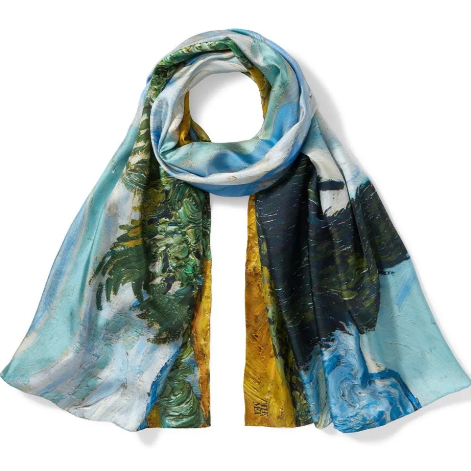 The Metropolitan Museum of Art Scarves & Wraps*Van Gogh Wheat Field With Cypresses Oversize Oblong Silk Scarf