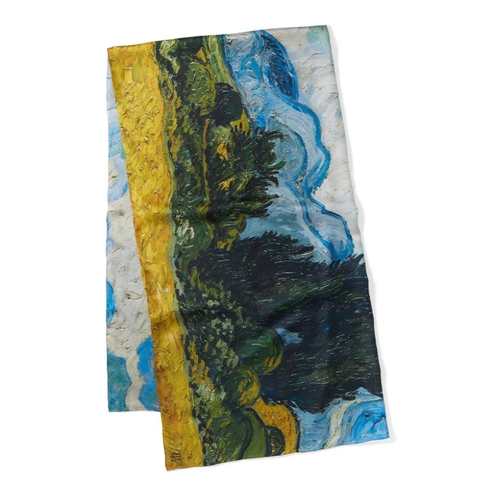 The Metropolitan Museum of Art Scarves & Wraps*Van Gogh Wheat Field With Cypresses Oversize Oblong Silk Scarf