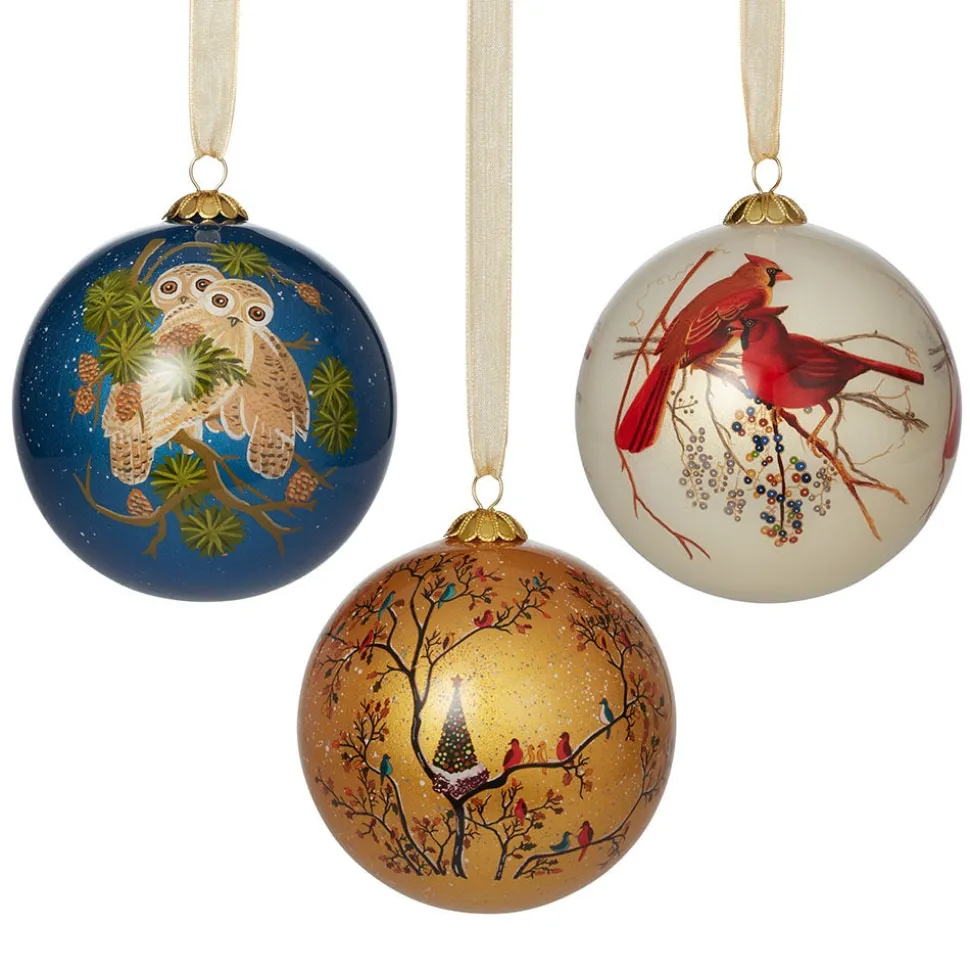 The Metropolitan Museum of Art Ornaments*Winter Birds Hand-Painted Glass Ornament Set